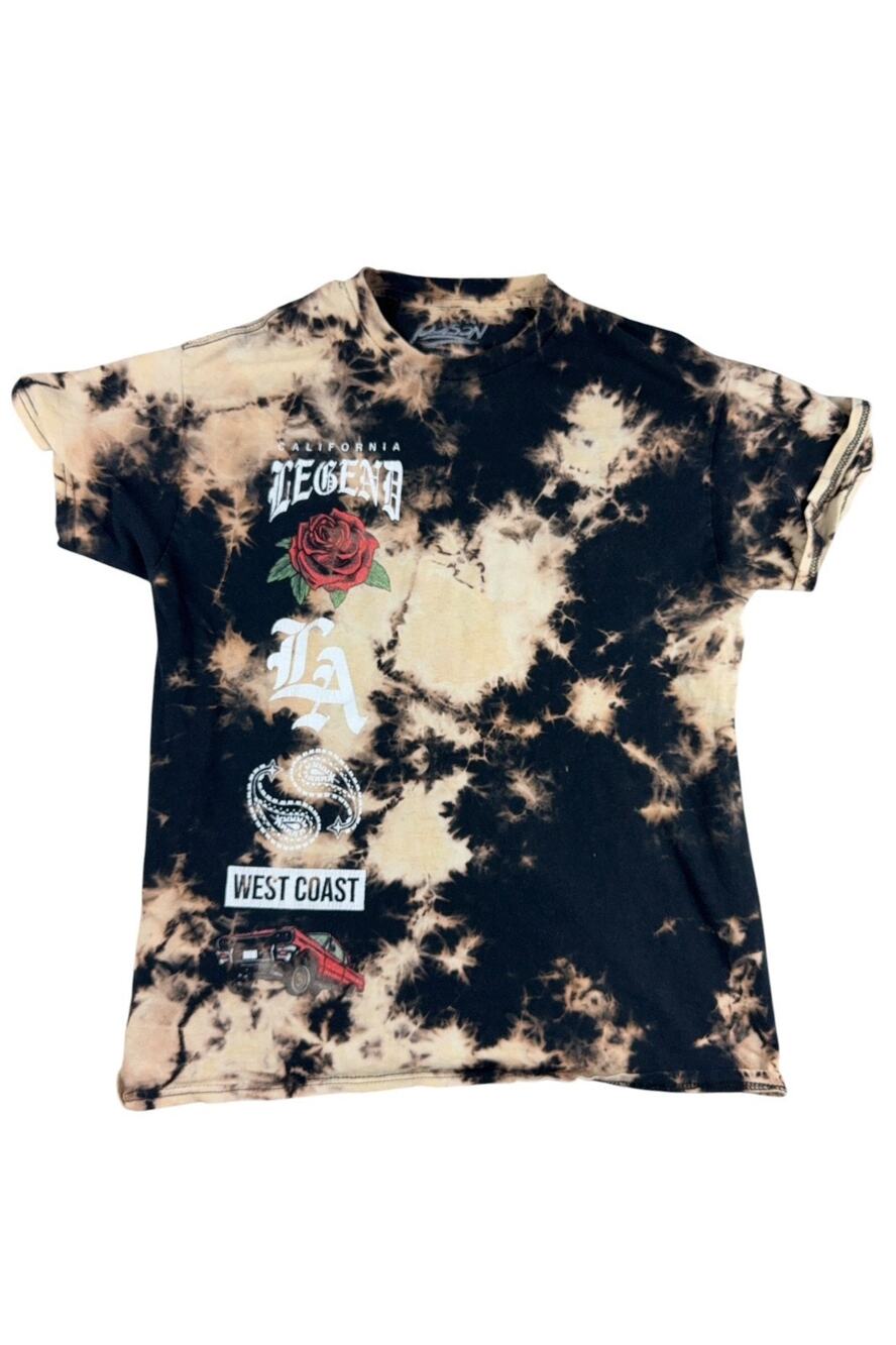 Poison California Legend LA West Coast Bleach Tie Dye Graphic T Shirt Medium